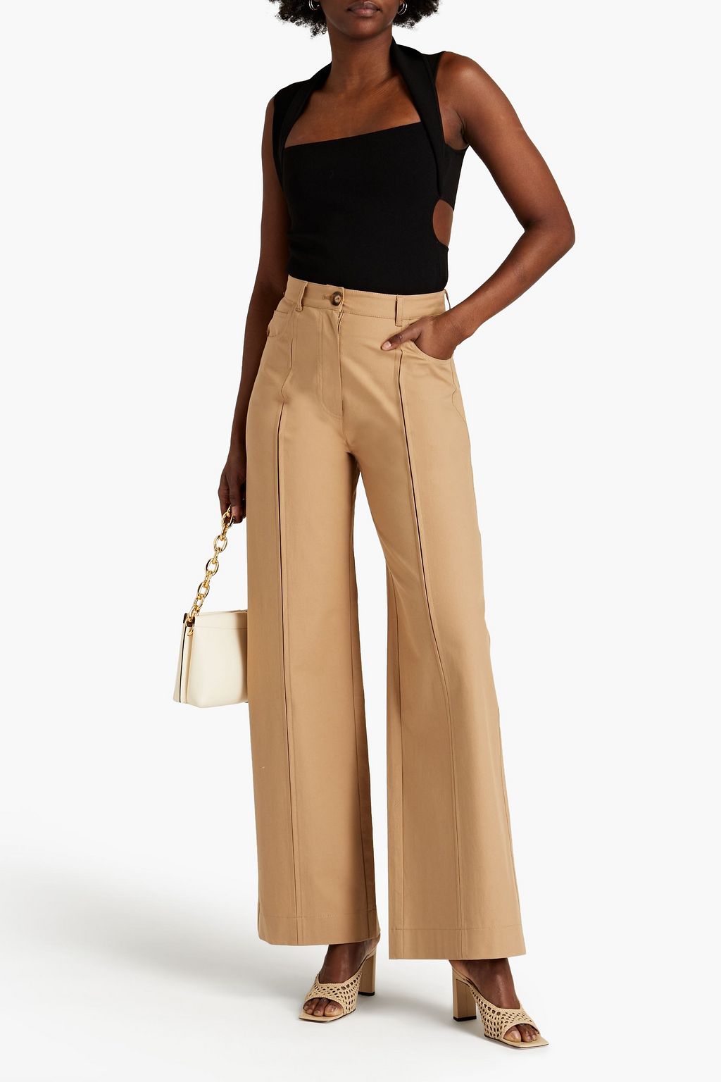 NANUSHKA Bowen pleated cotton-blend twill wide-leg pants