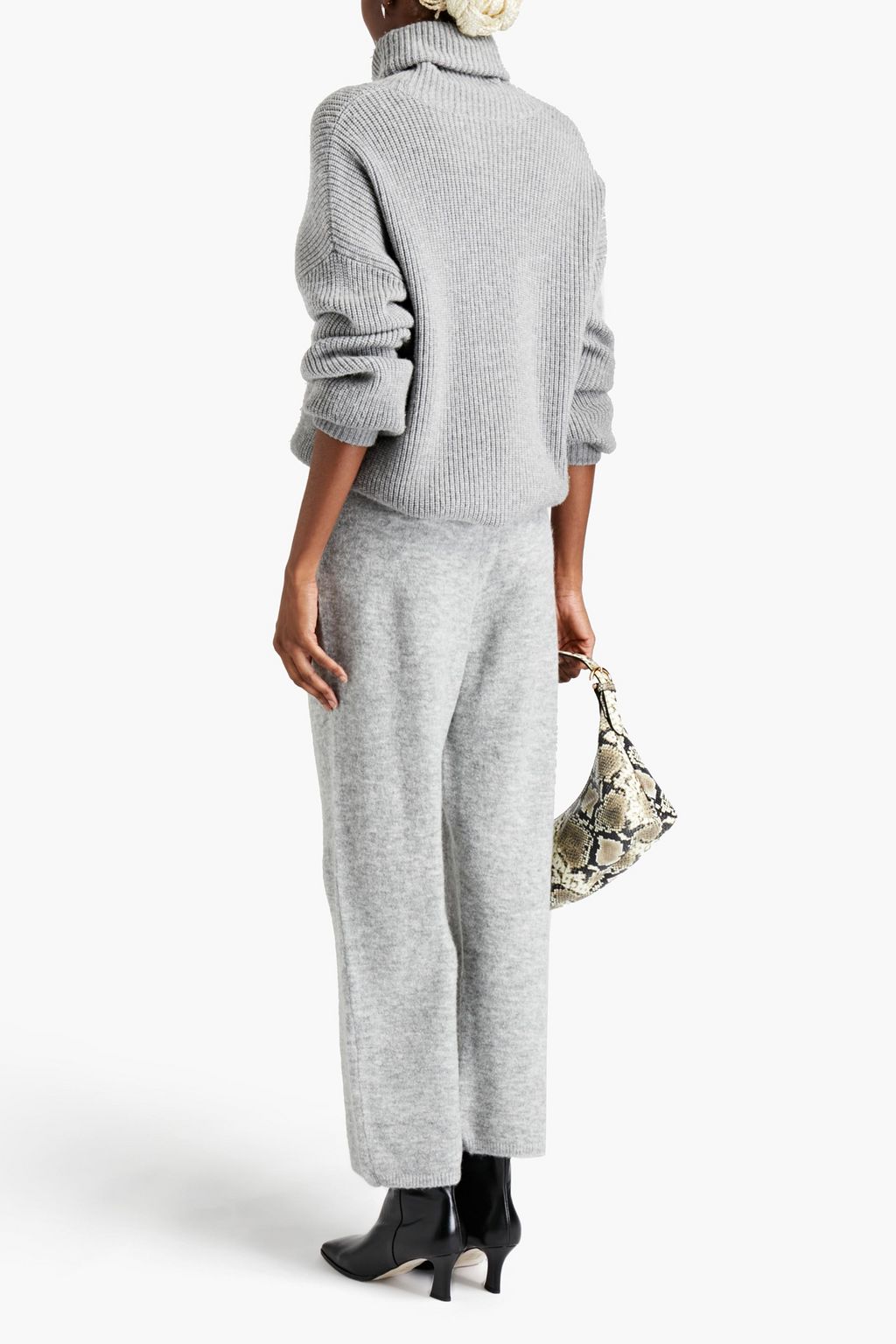NANUSHKA Belted mélange knitted straight-leg pants