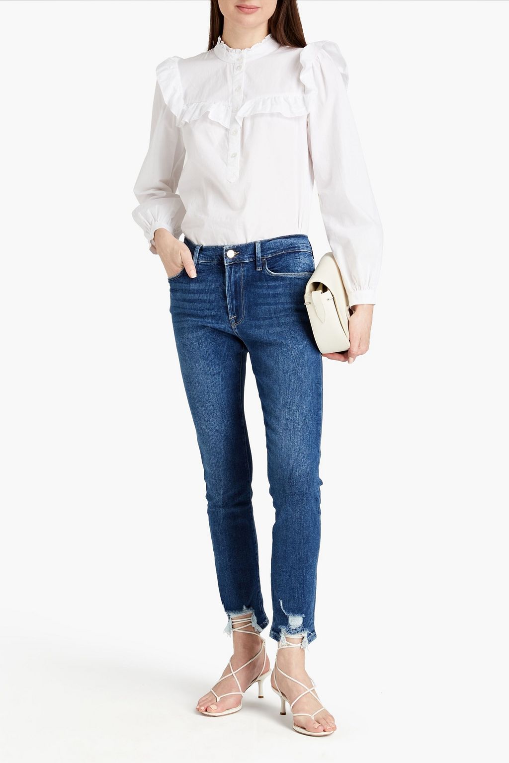 FRAME Le Skinny de Jeanne distressed high-rise skinny jeans