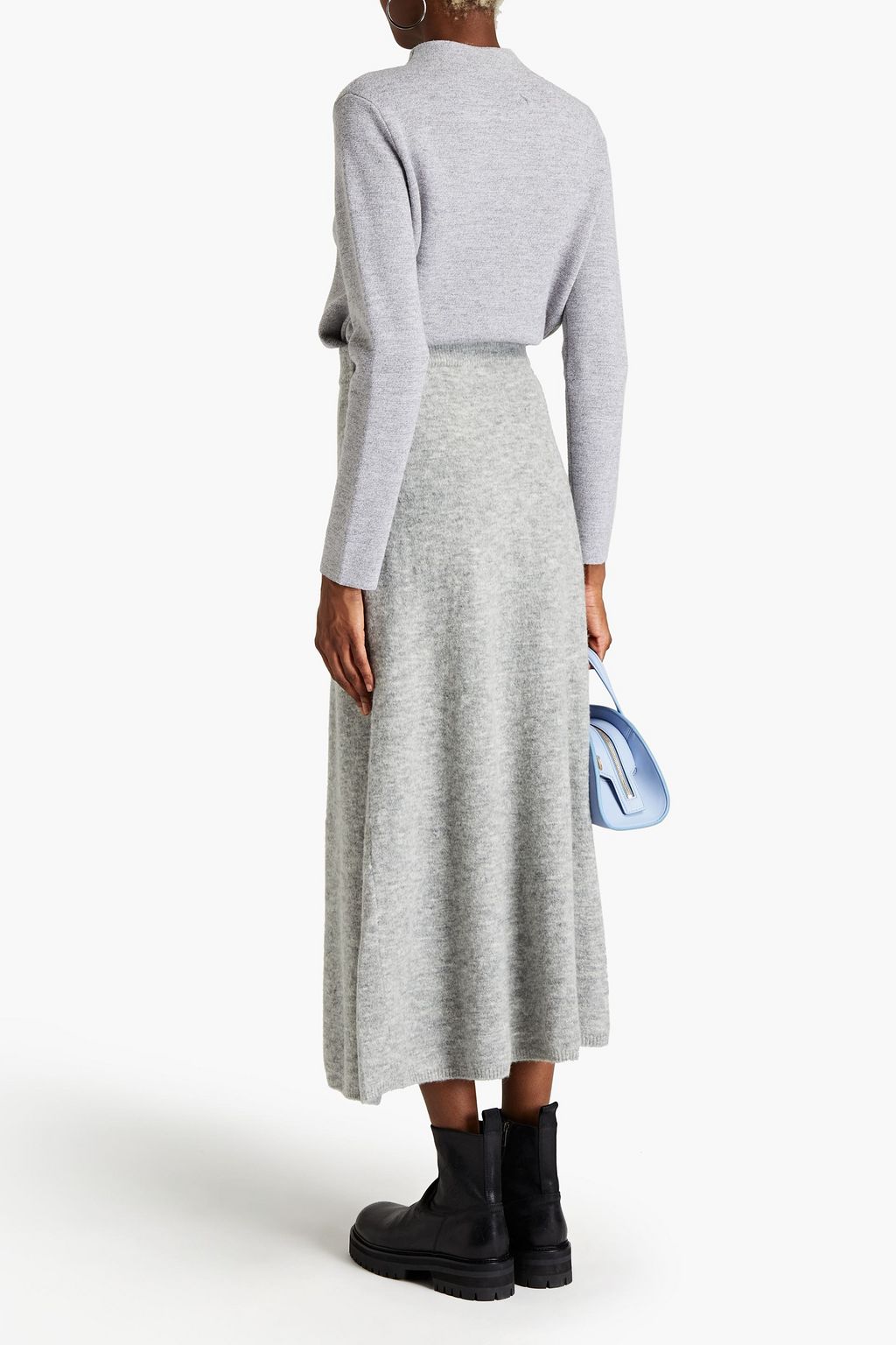 NANUSHKA Razi brushed mélange knitted midi skirt