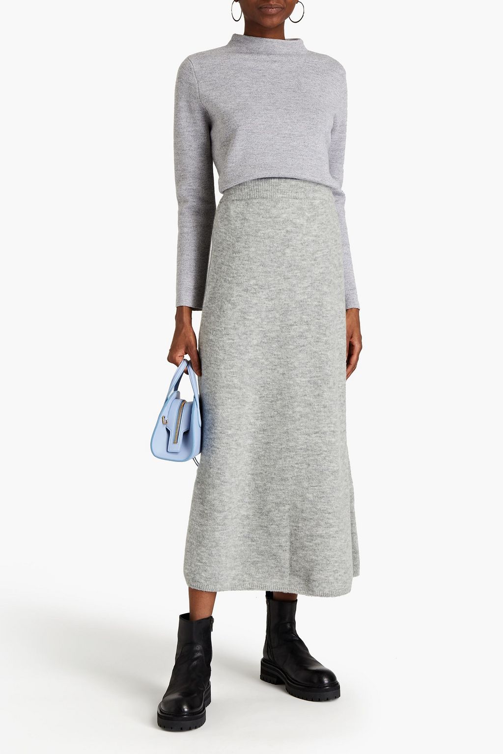 NANUSHKA Razi brushed mélange knitted midi skirt