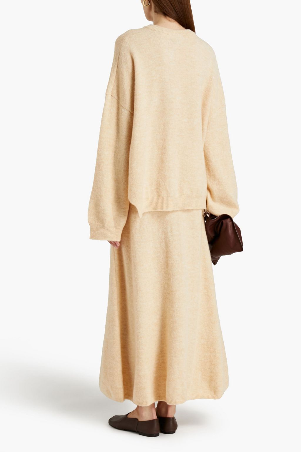 NANUSHKA Razi mélange brushed knitted midi skirt