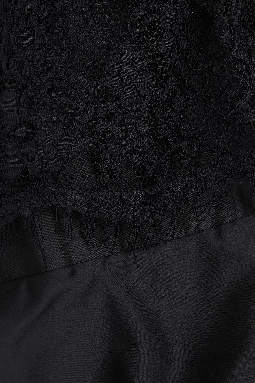 RASARIO Convertible lace-paneled silk-blend shantung mini dress