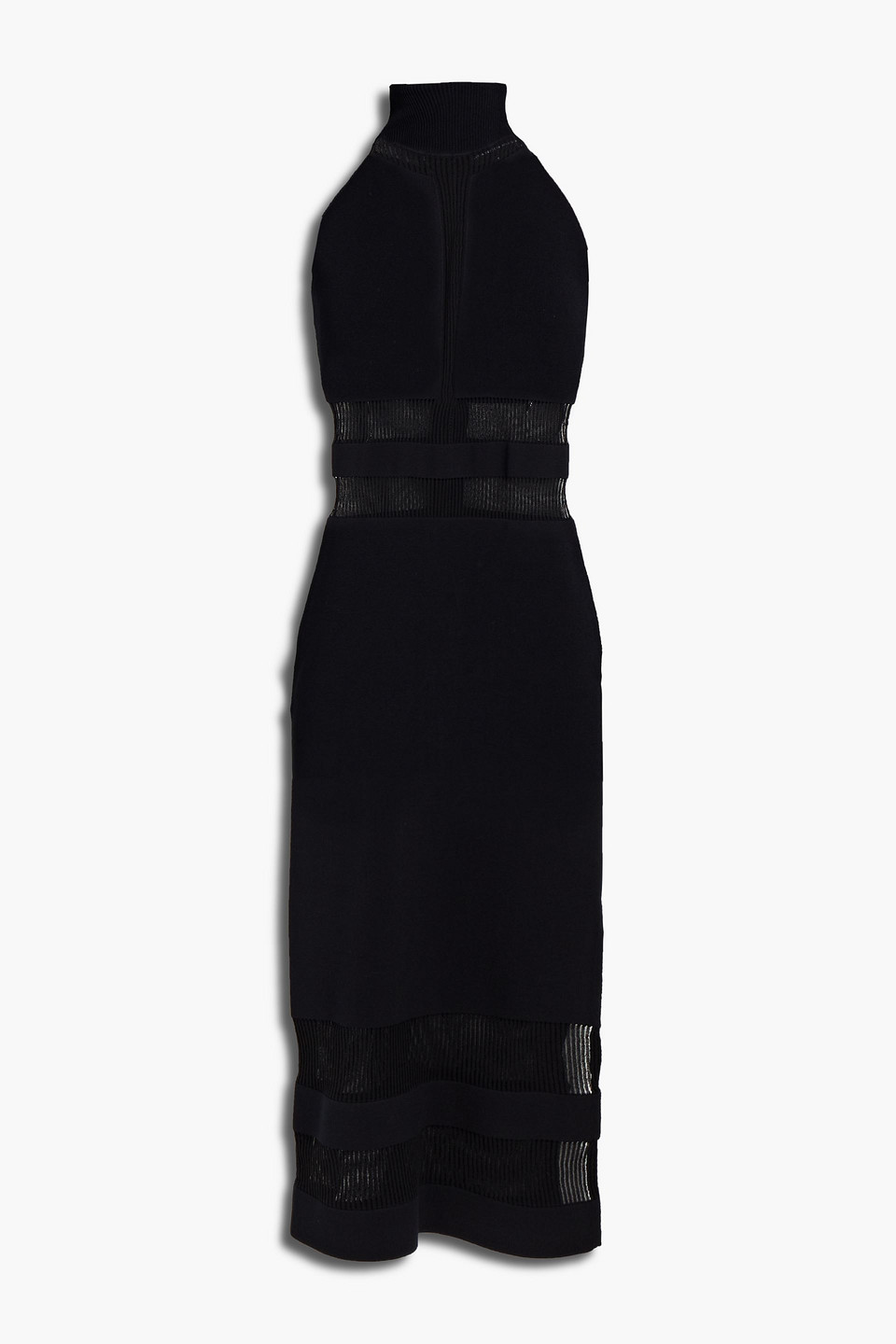 Hervé Léger Pointelle-trimmed stretch-knit midi dress