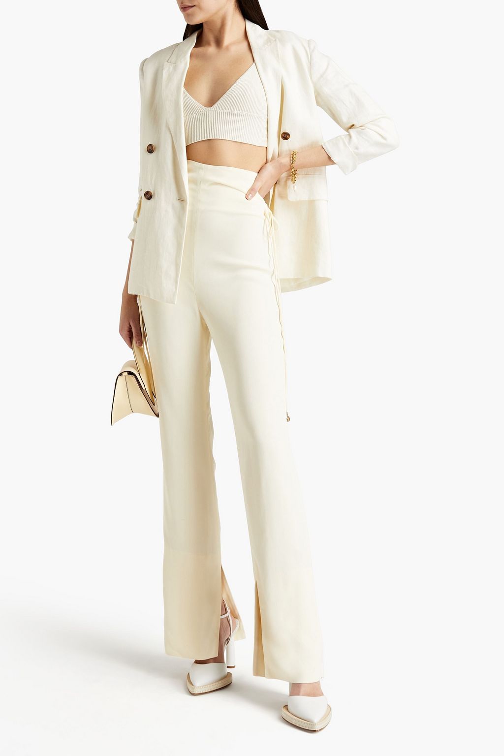 NANUSHKA Ruched crepe straight-leg pants