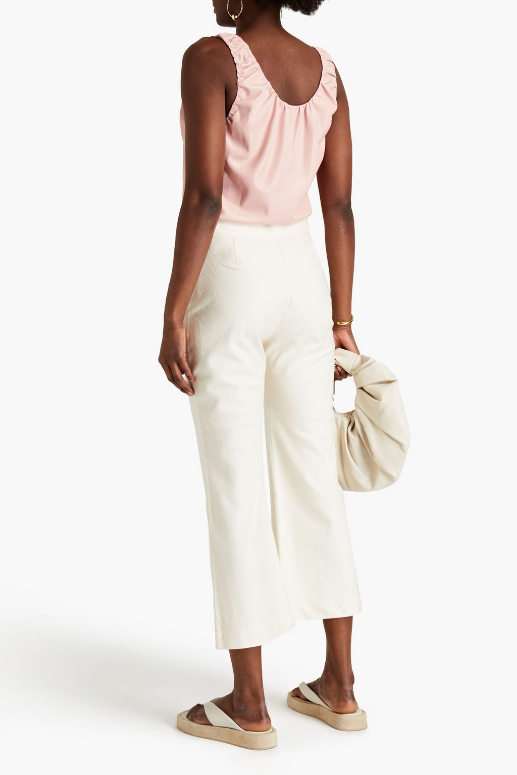 NANUSHKA Yael gathered vegan leather top