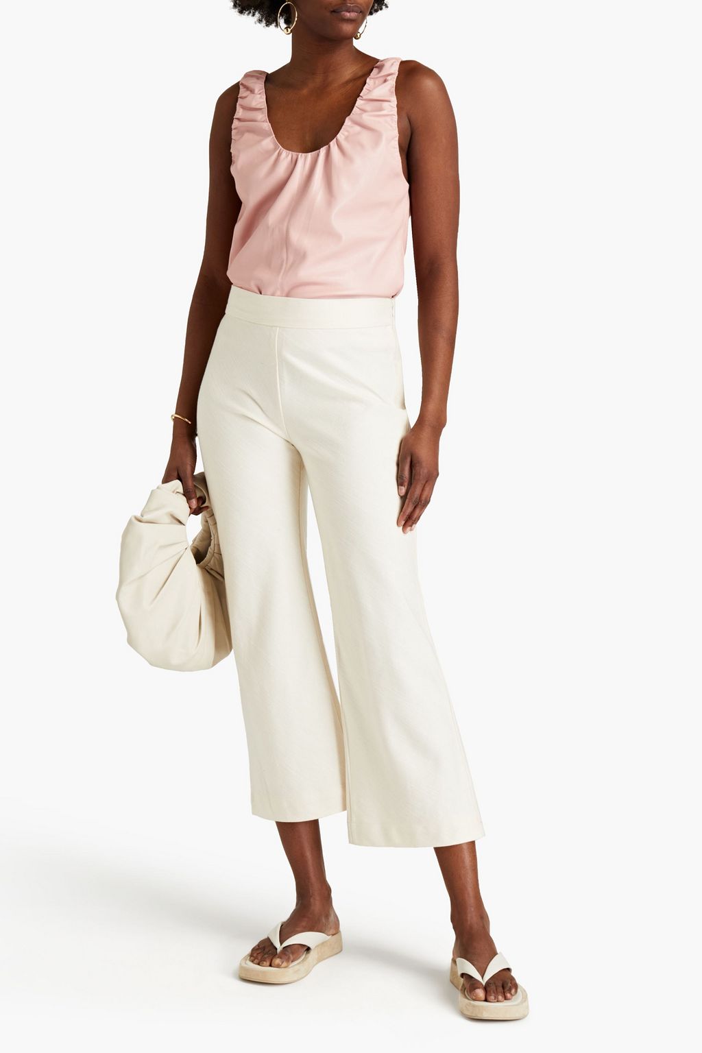 NANUSHKA Yael gathered vegan leather top