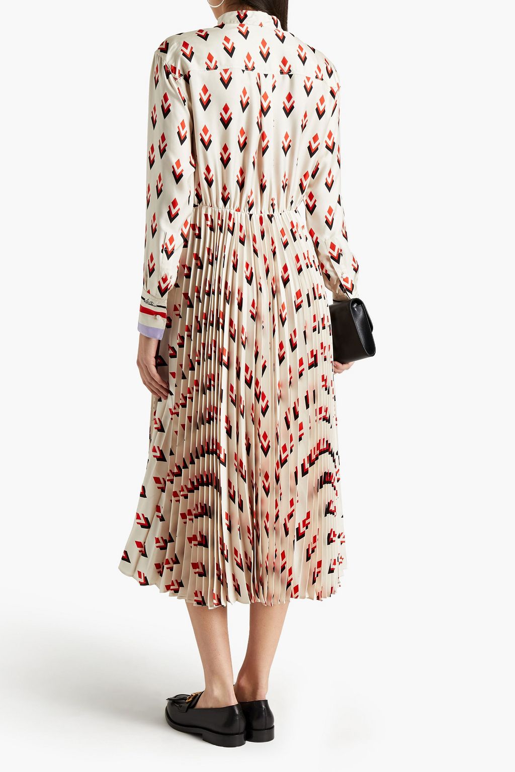 VALENTINO GARAVANI Belted pleated printed silk-twill midi dress
