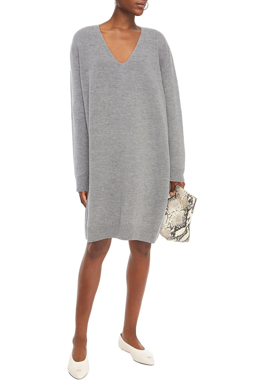 JIL SANDER Mélange wool and cashmere-blend dress