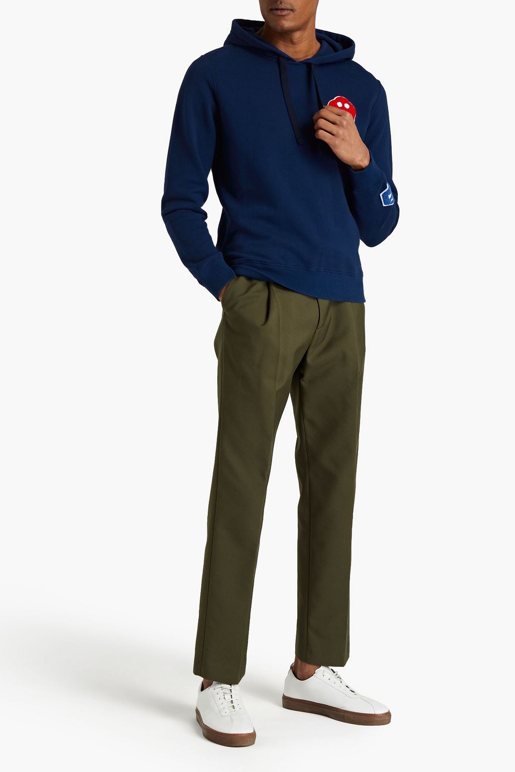 ASPESI Appliquéd French cotton-terry hoodie