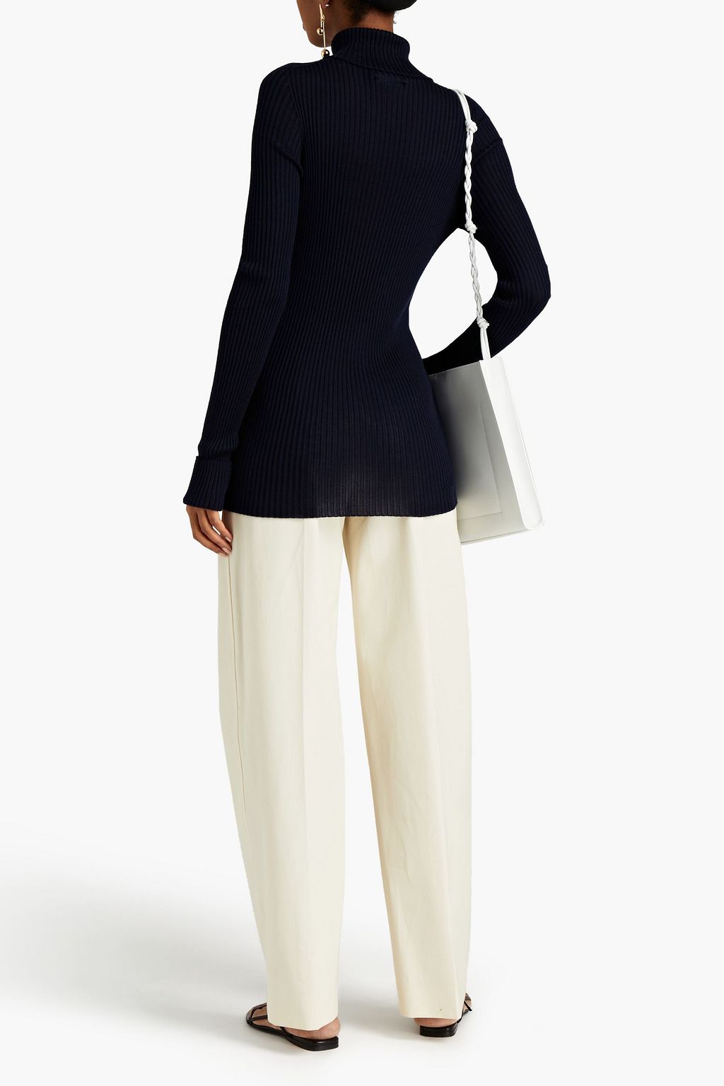 JIL SANDER Ribbed cashmere and silk-blend turtleneck sweater