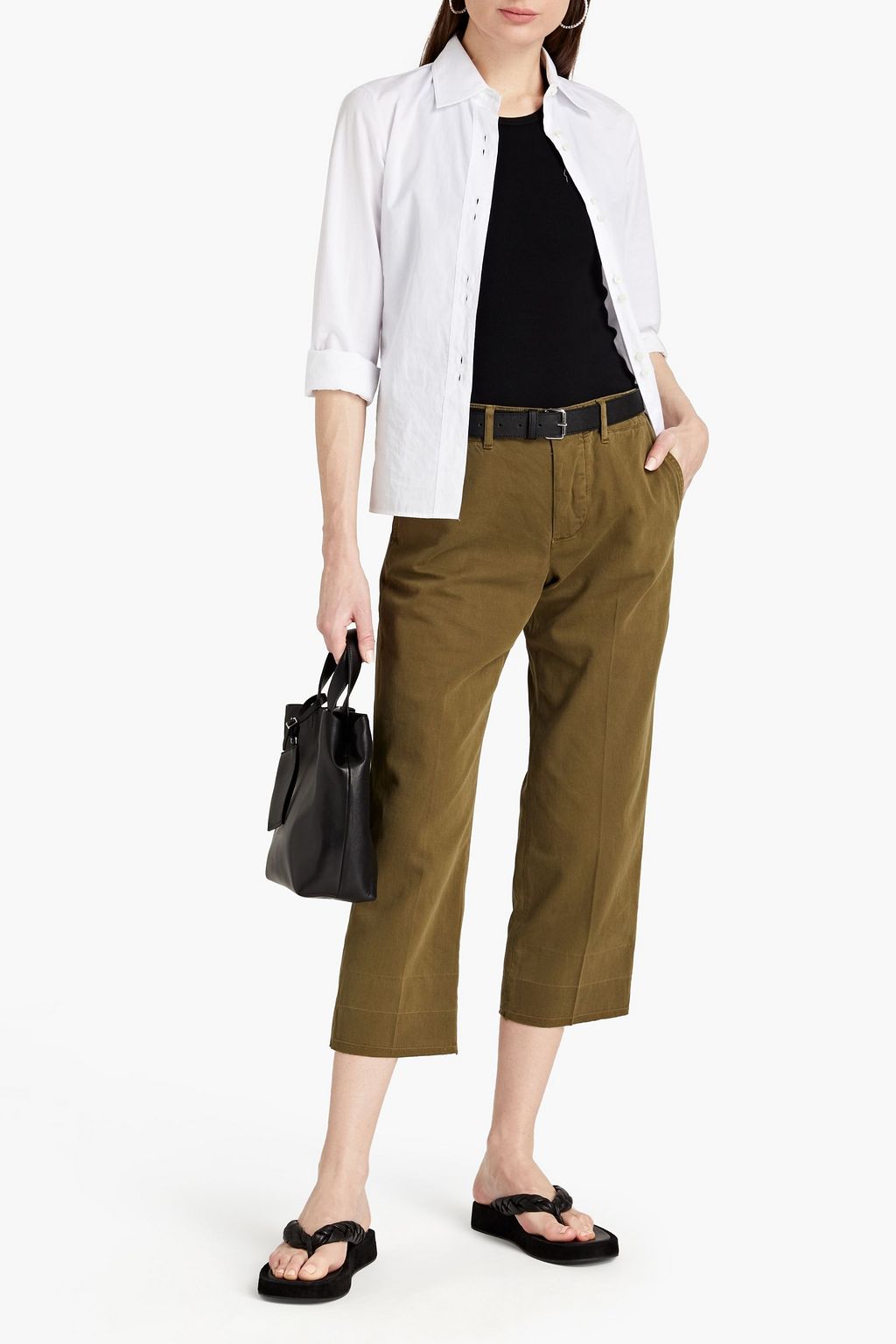 FRAME Le Tomboy cropped cotton-gabardine straight-leg pants