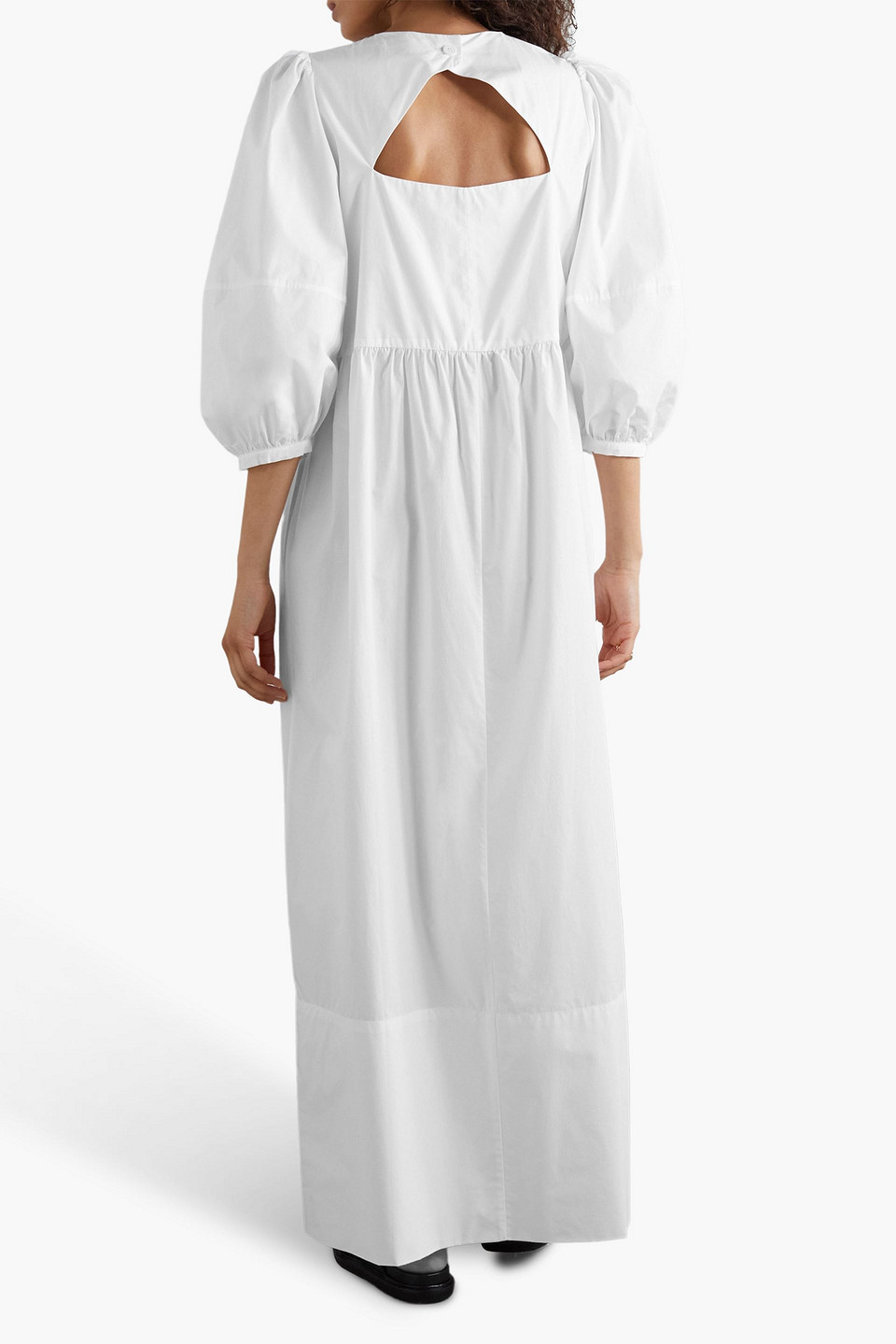 Shop Caes Cutout Cotton And Lyocell-blend Poplin Maxi Dress In White