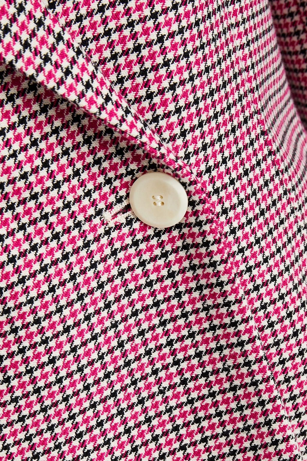 MAJE Double-breasted houndstooth cotton-blend blazer
