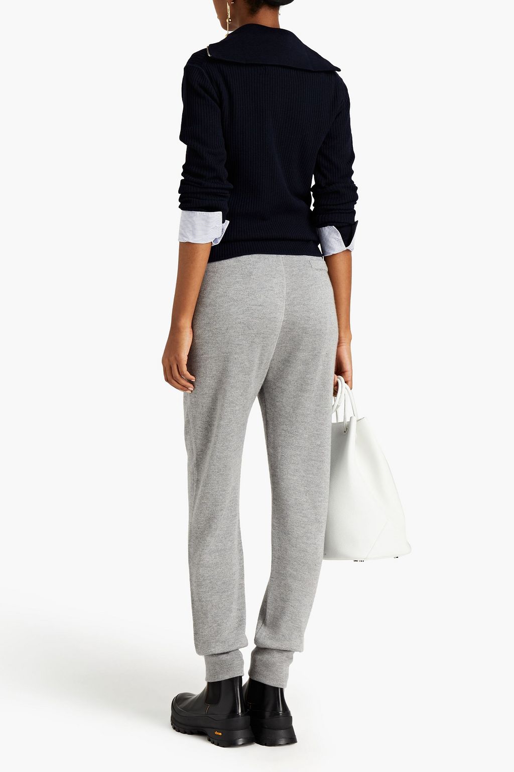 JIL SANDER Mélange cashmere and silk-blend track pants