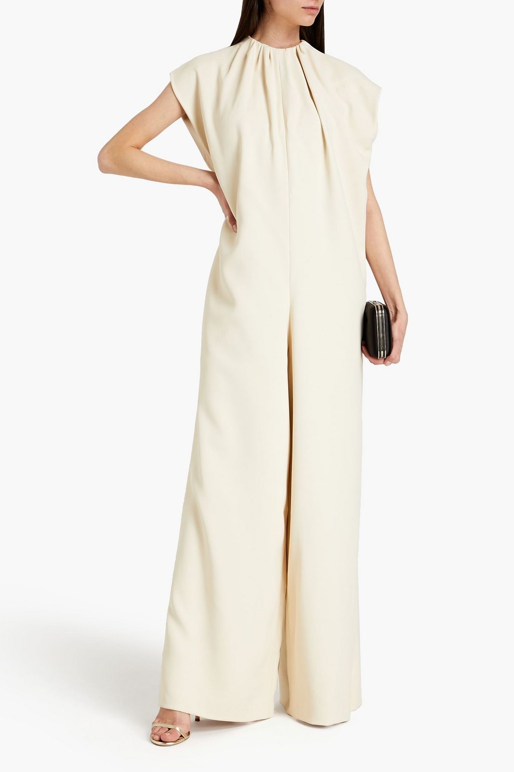 VALENTINO GARAVANI Gathered crepe wide-leg jumpsuit | THE OUTNET