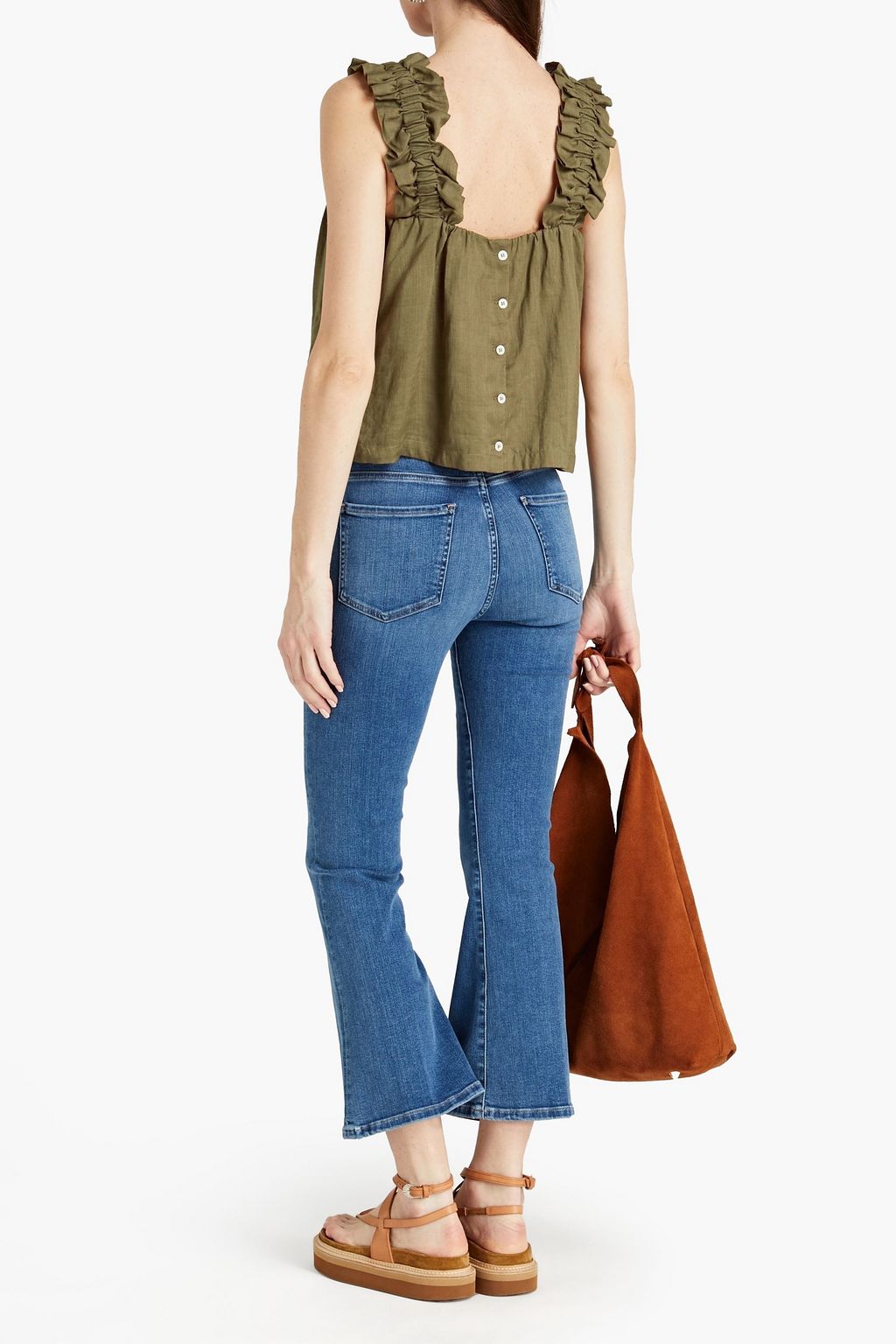 FRAME Cropped ramie-mousseline top