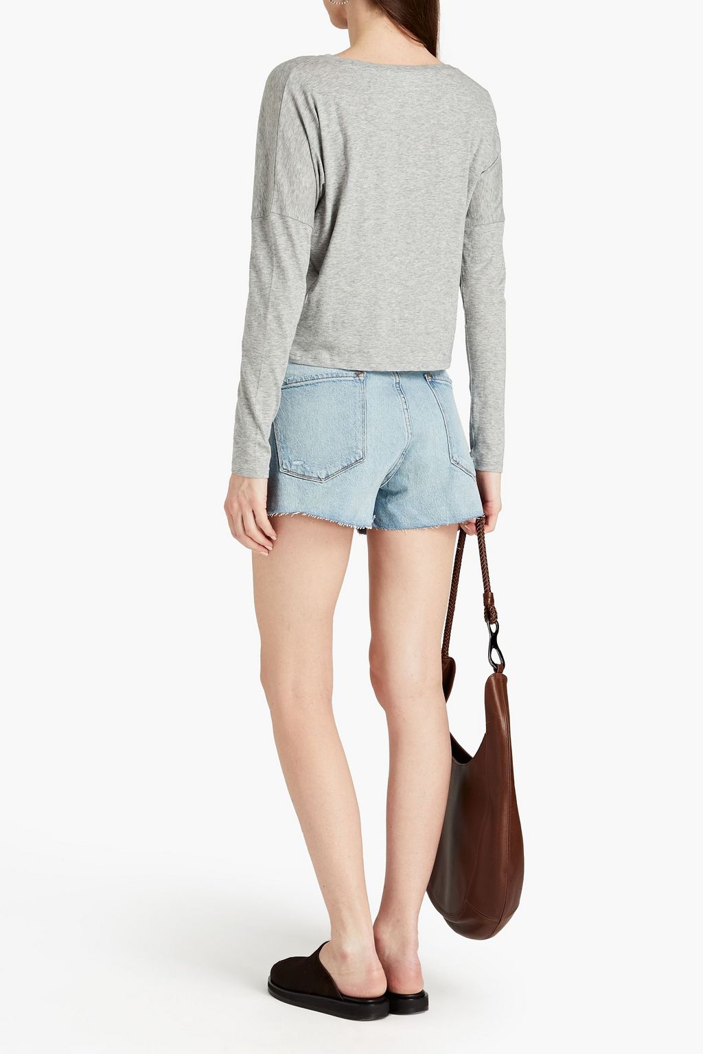 FRAME Le High Rise Garcon mélange Pima cotton-jersey top
