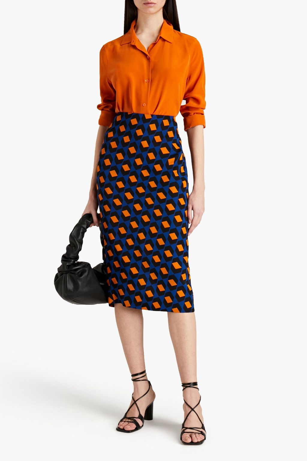 DIANE VON FURSTENBERG Printed stretch-jersey midi skirt