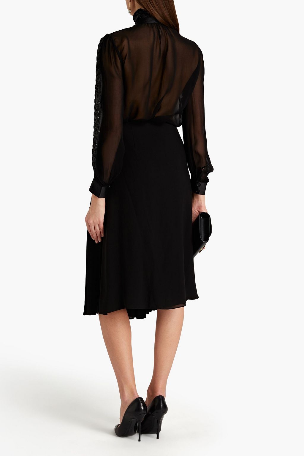 VALENTINO GARAVANI Pleated silk-crepe midi wrap skirt
