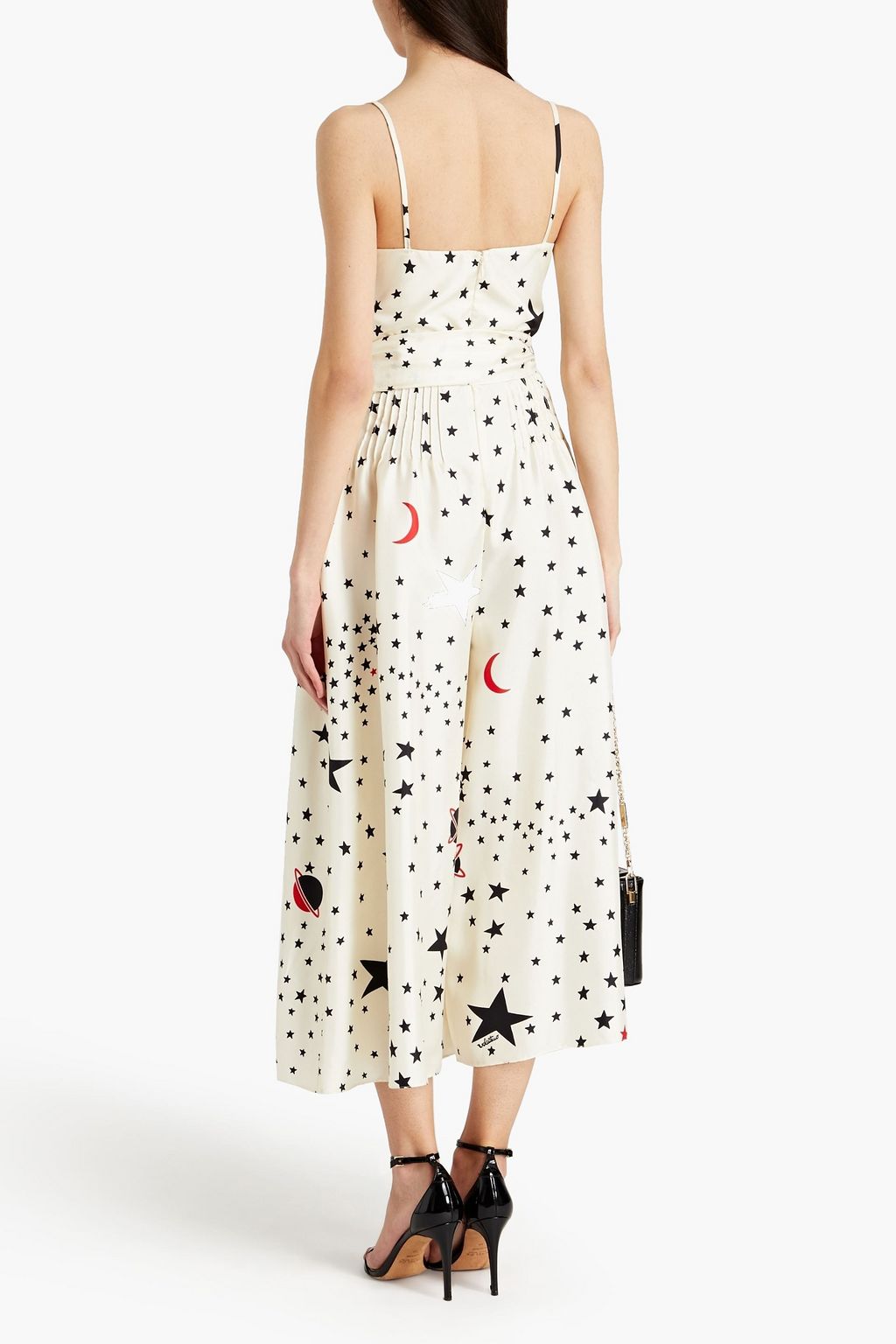 VALENTINO GARAVANI Cropped printed silk-twill wide-leg jumpsuit