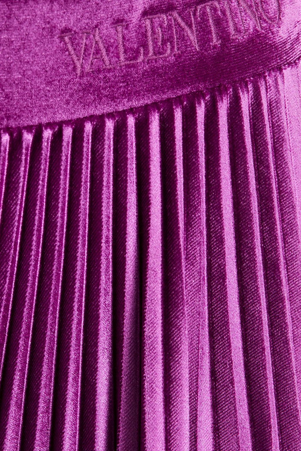 VALENTINO GARAVANI Pleated stretch-velvet midi skirt