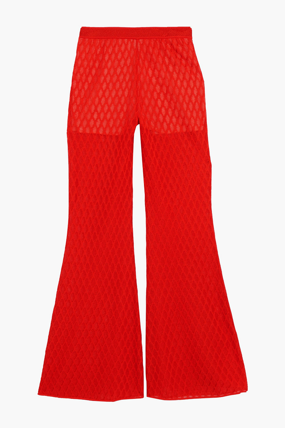 missoni - crochet-knit cotton-blend wide-leg pants - red - it 40