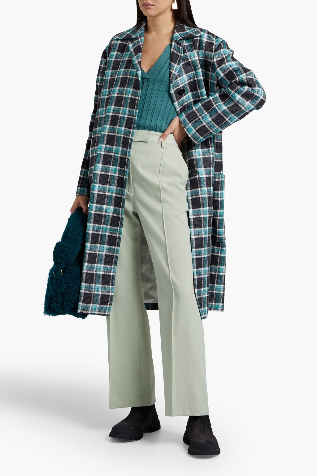 PAUL SMITH Checked linen and cotton-blend coat