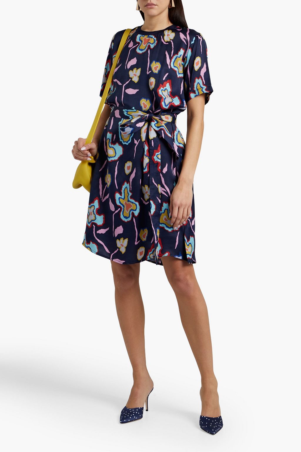 PS PAUL SMITH Belted floral-print sateen dress