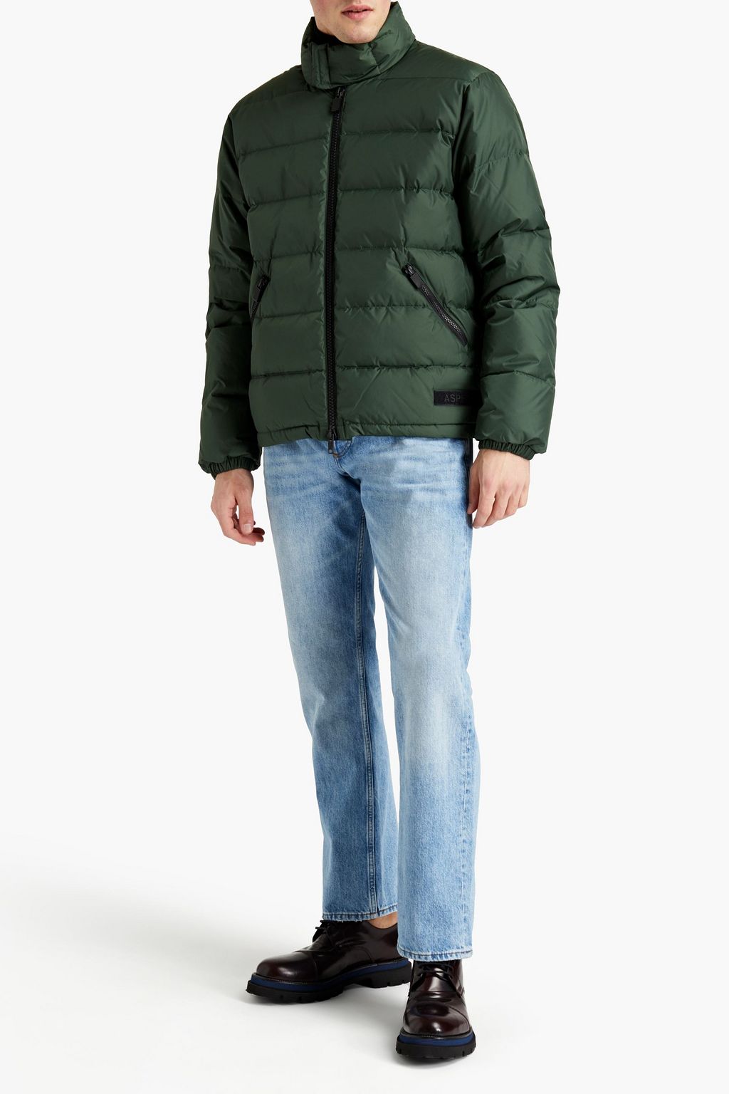 ASPESI Appliquéd quilted shell down jacket
