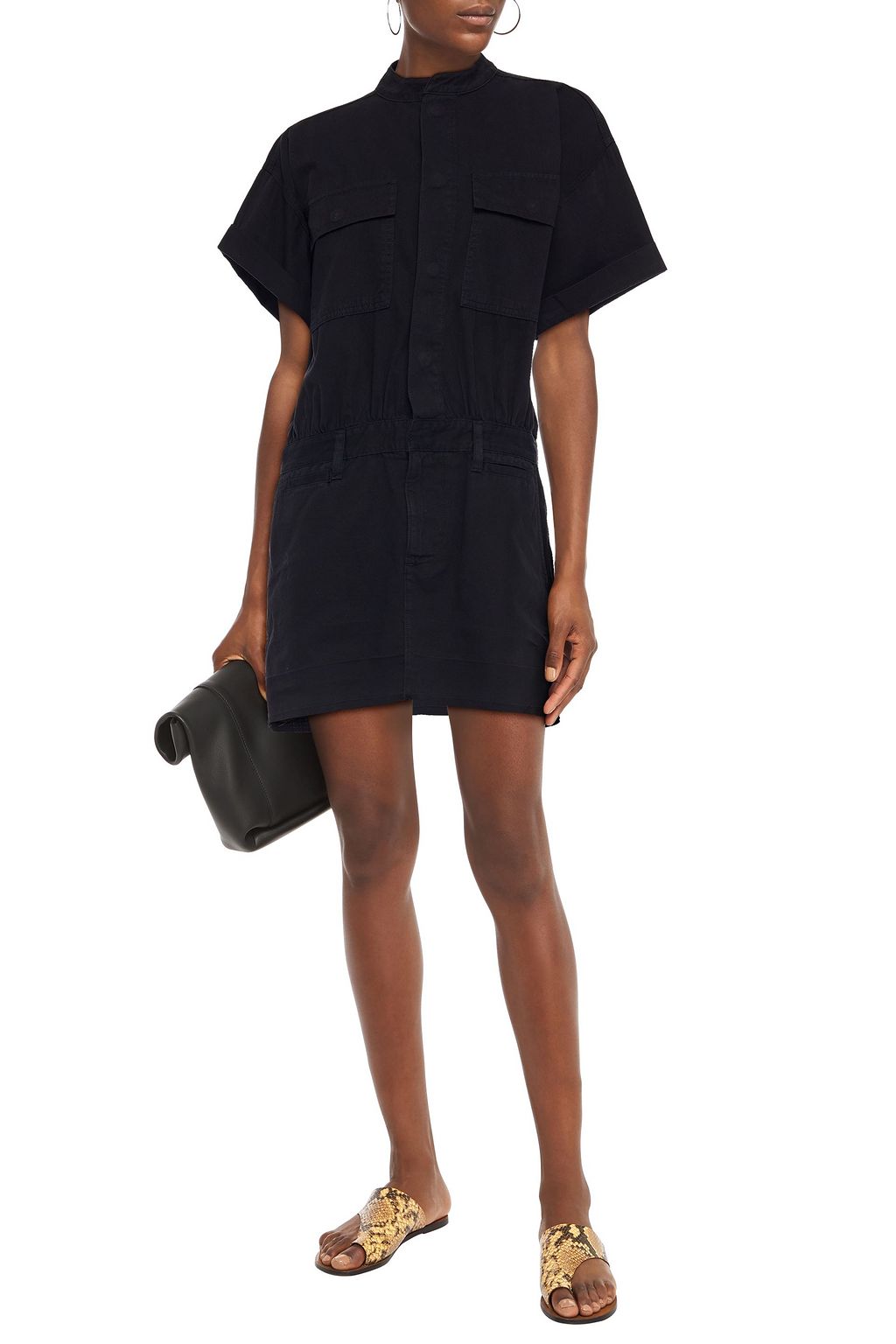 FRAME Le Tomboy gathered cotton mini dress