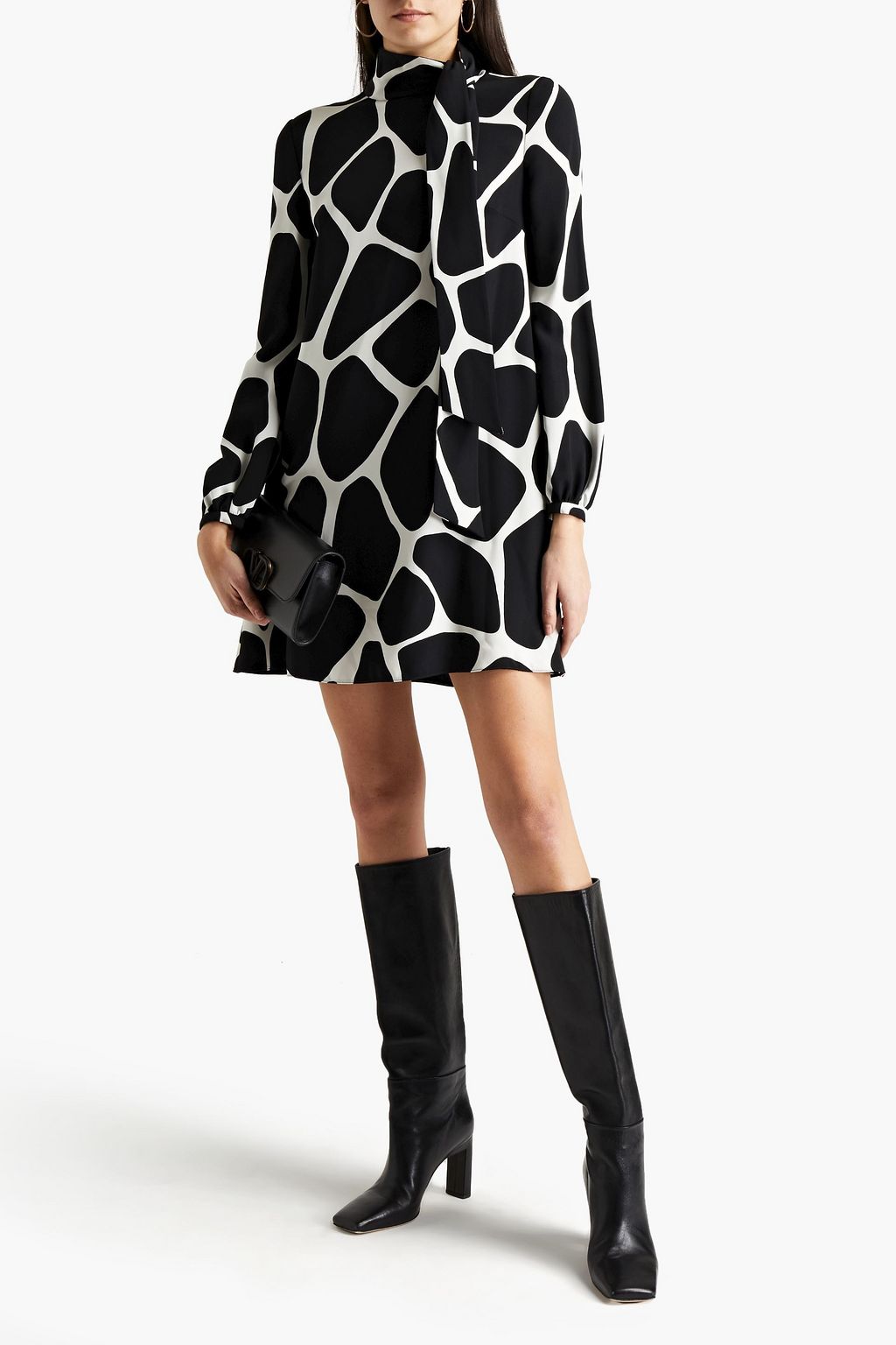 VALENTINO GARAVANI Printed silk-crepe mini dress