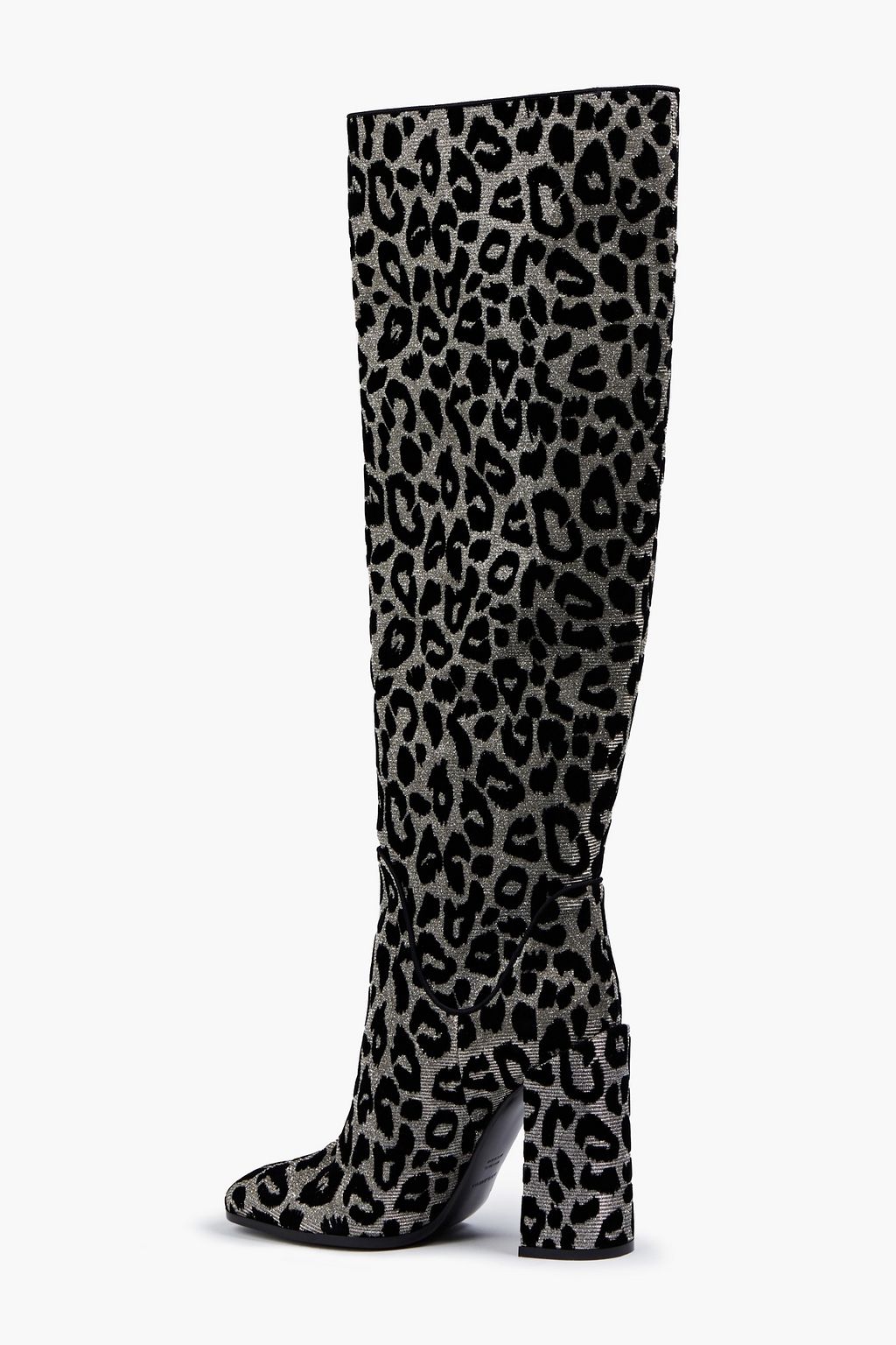DOLCE&GABBANA Flocked leopard-print lamé knee boots