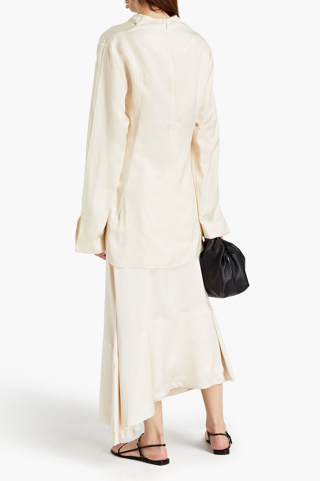JIL SANDER Asymmetric satin midi skirt