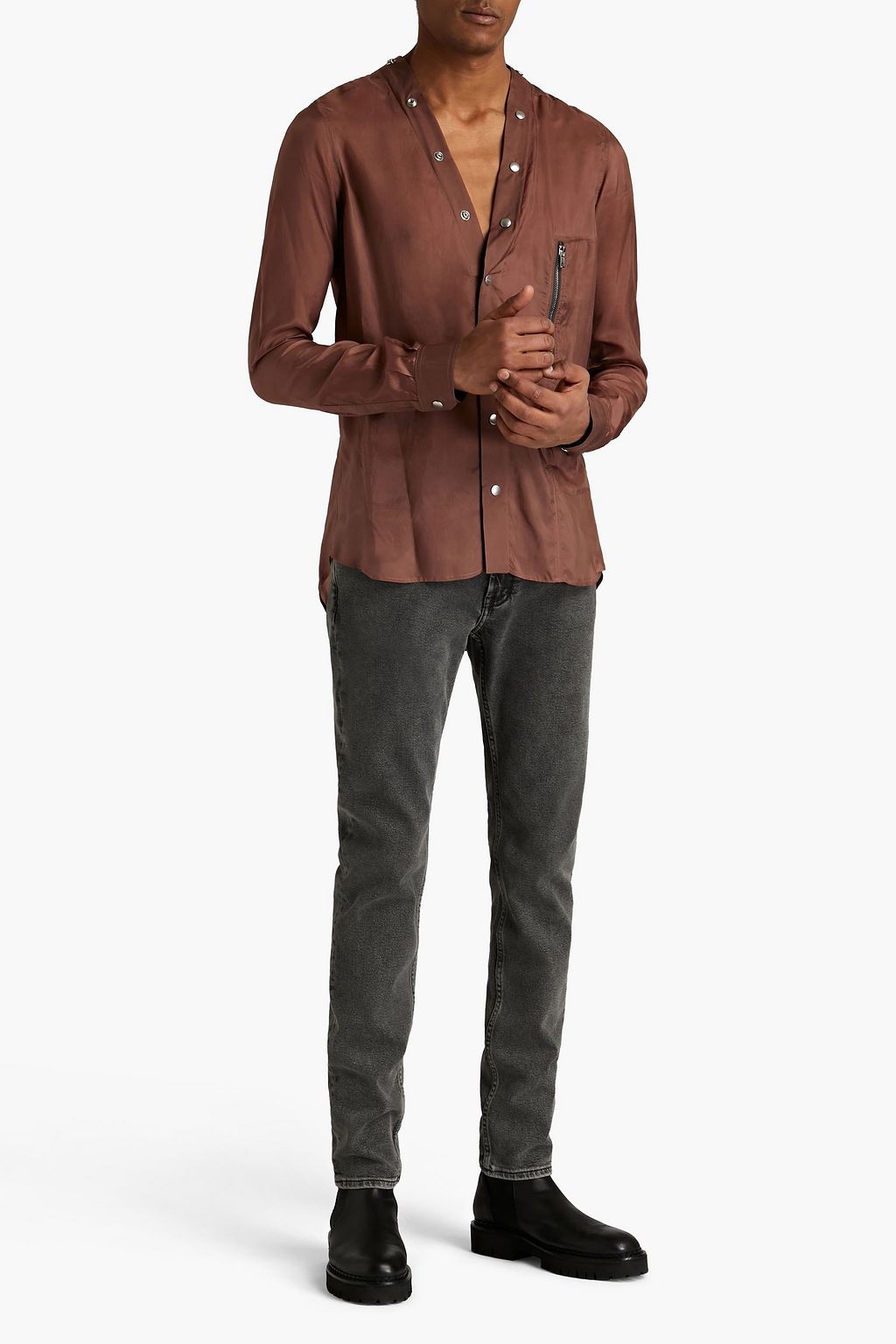 RICK OWENS Larry cupro shirt