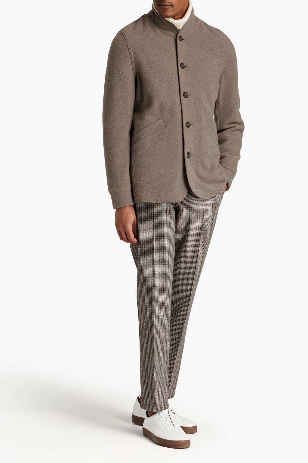 ASPESI Mélange brushed wool and cashmere-blend felt jacket