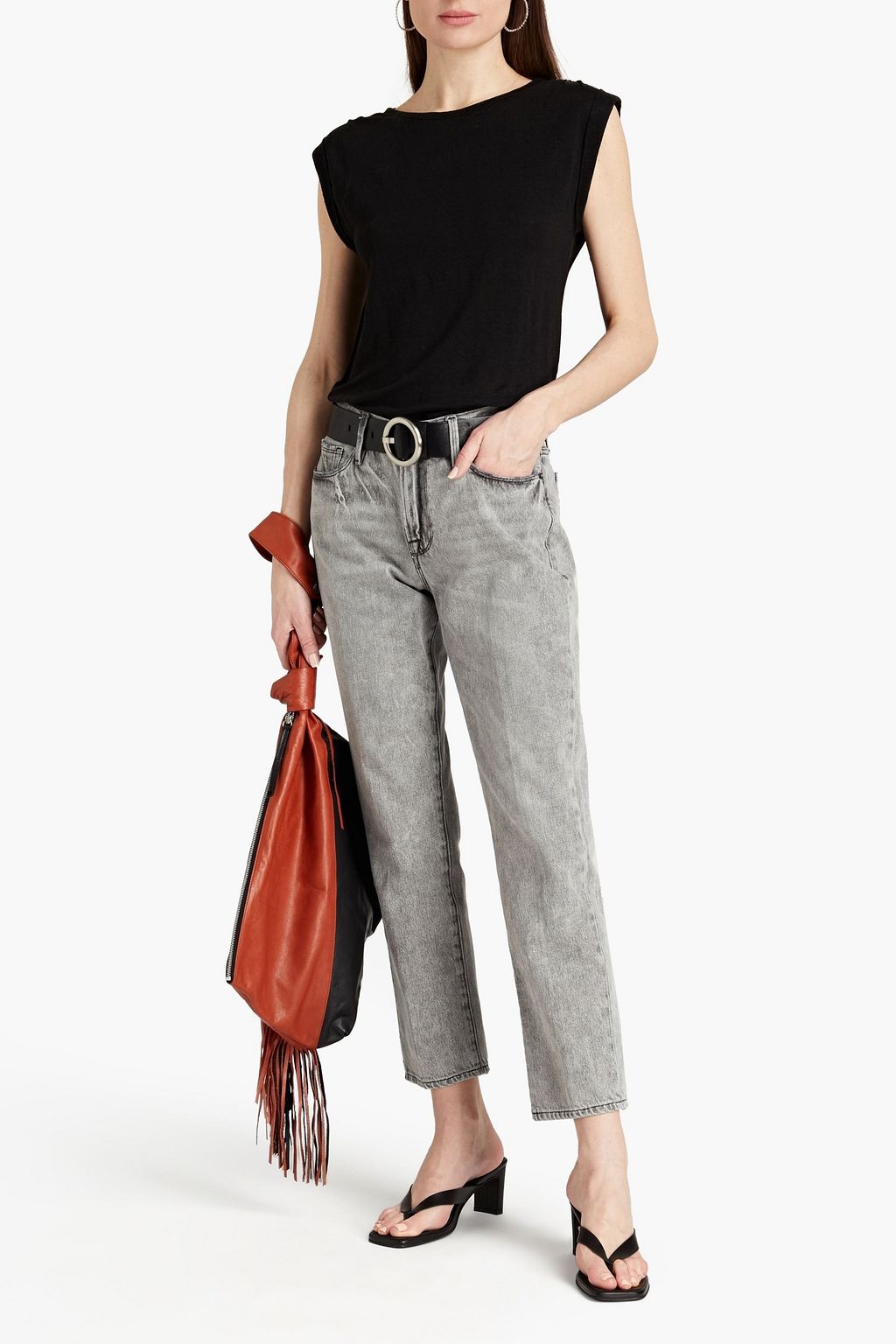 FRAME Slouchy linen-jersey top