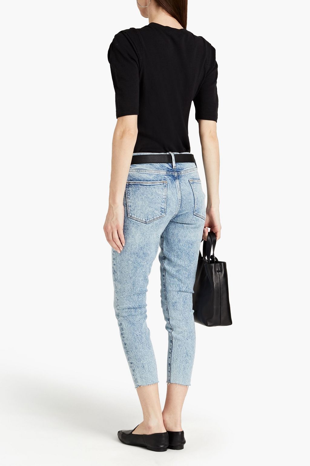 FRAME Gathered slub cotton-jersey T-shirt