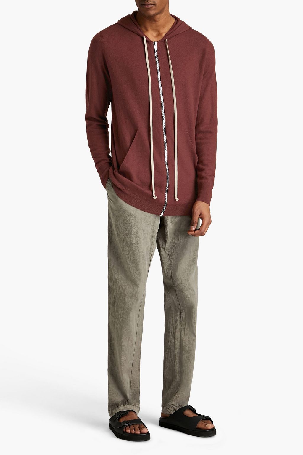 RICK OWENS Brushed cashmere zip-up hoodie