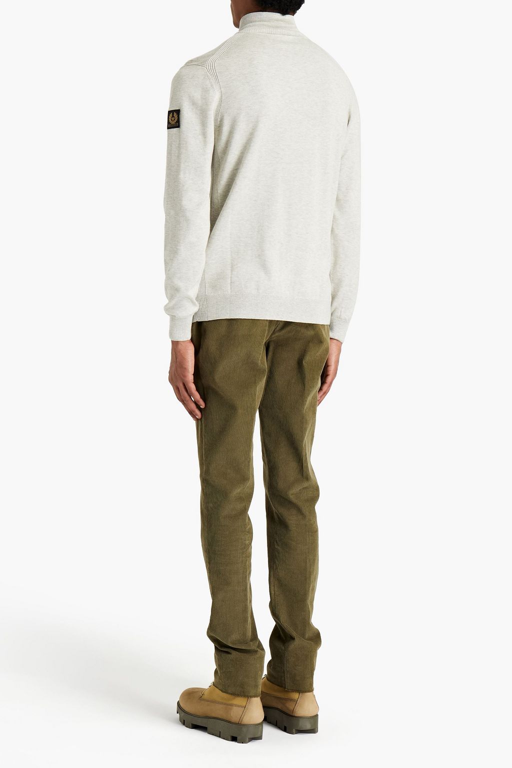 BELSTAFF Bay logo-appliquéd cotton and silk-blend half-zip sweater