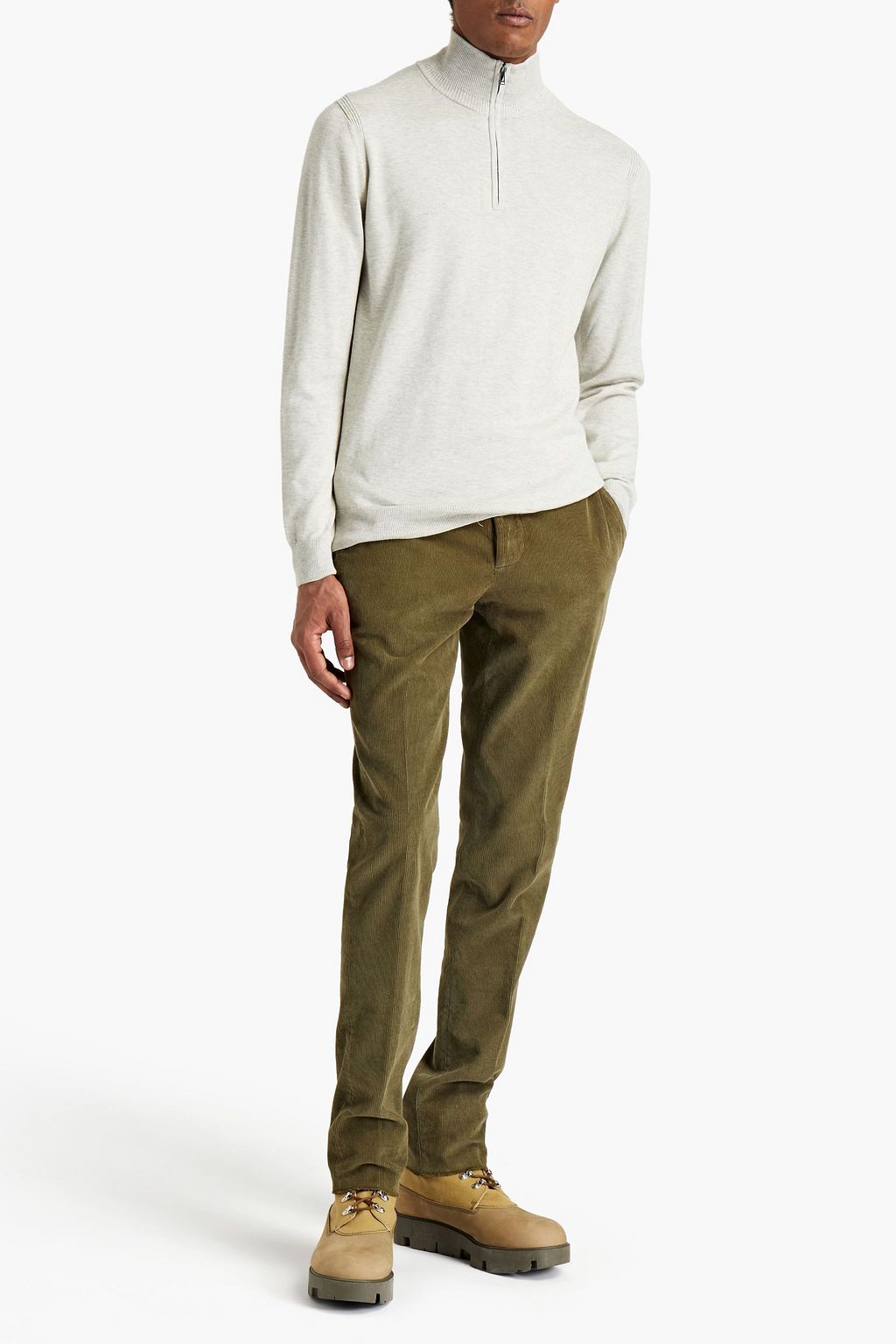 BELSTAFF Bay logo-appliquéd cotton and silk-blend half-zip sweater