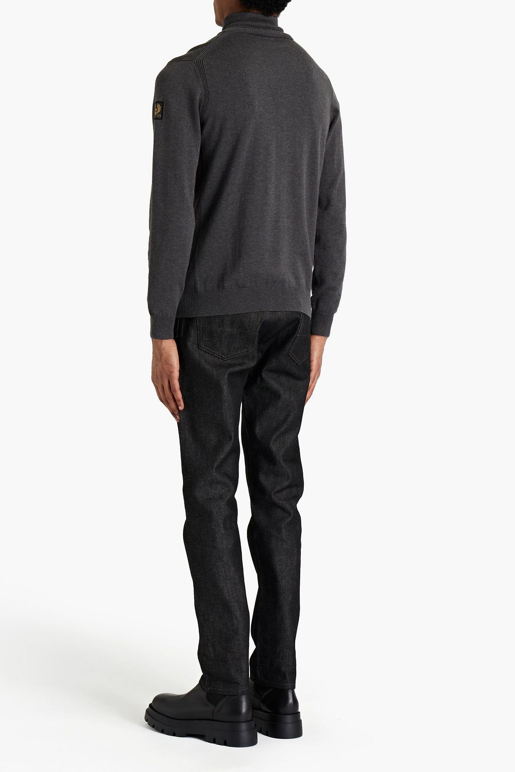 BELSTAFF Bay logo-appliquéd cotton and silk-blend half-zip sweater