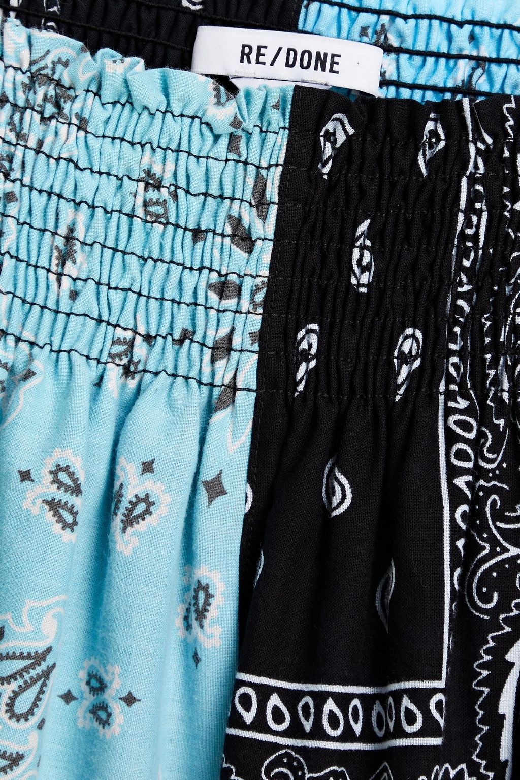 RE/DONE Shirred patchwork-effect paisley-print cotton mini dress