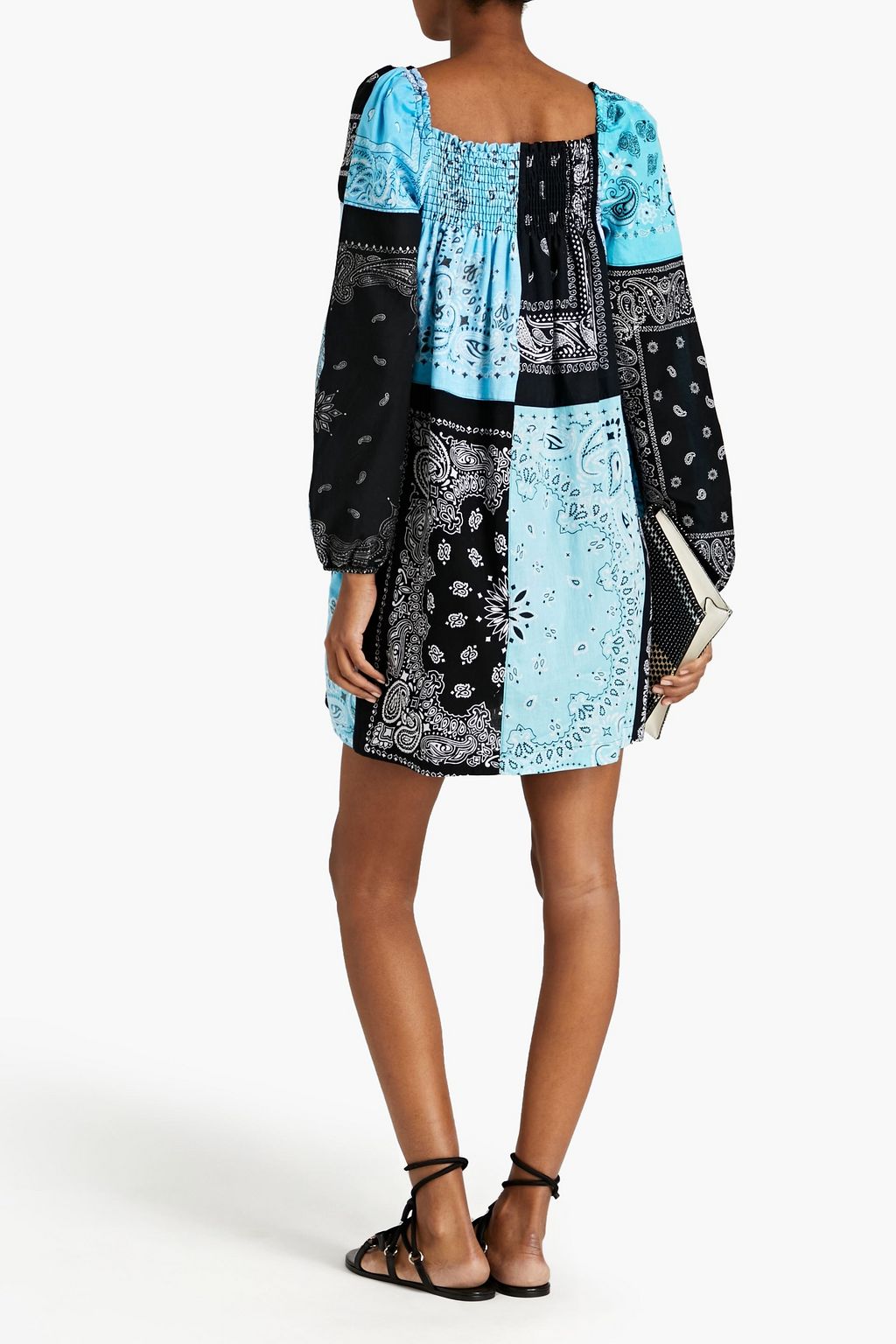 RE/DONE Shirred patchwork-effect paisley-print cotton mini dress