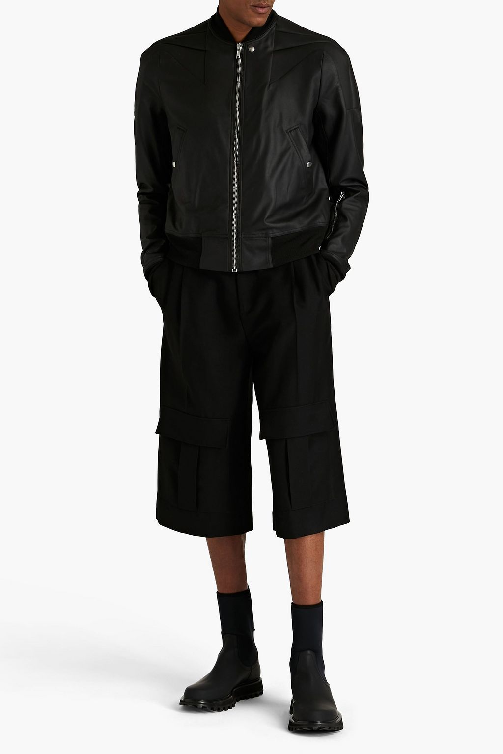 RICK OWENS Coated leather bomber jacket