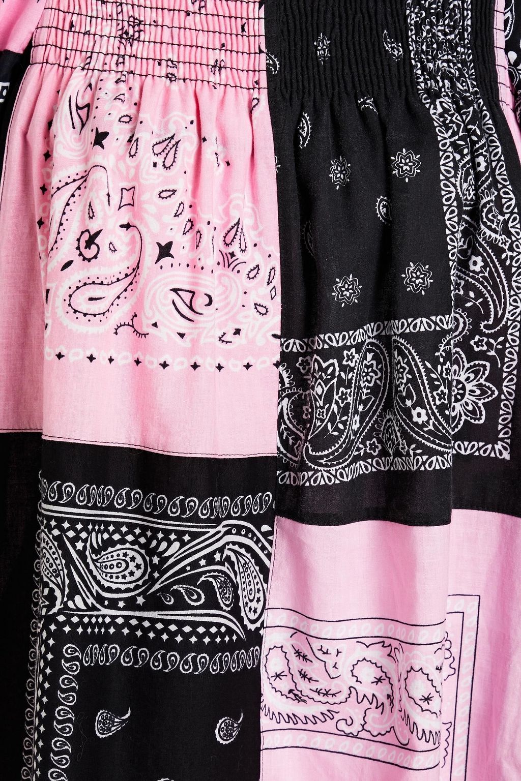 RE/DONE Shirred patchwork-effect paisley-print cotton mini dress