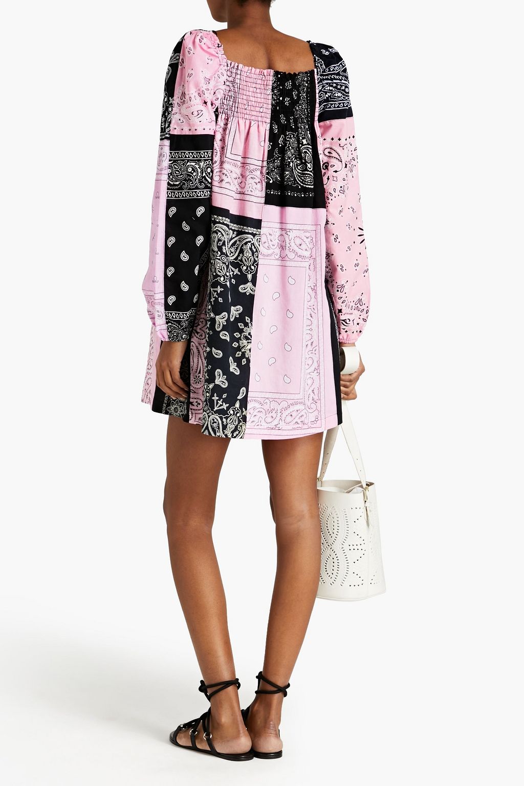 RE/DONE Shirred patchwork-effect paisley-print cotton mini dress