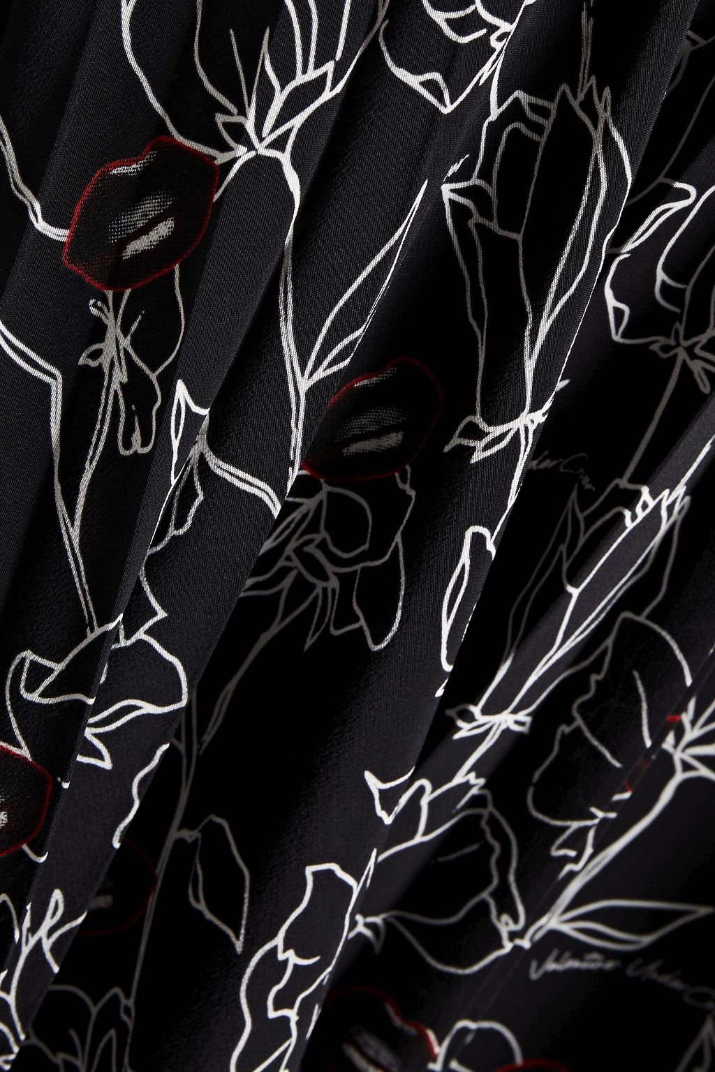 VALENTINO GARAVANI Pleated printed silk-crepe midi skirt