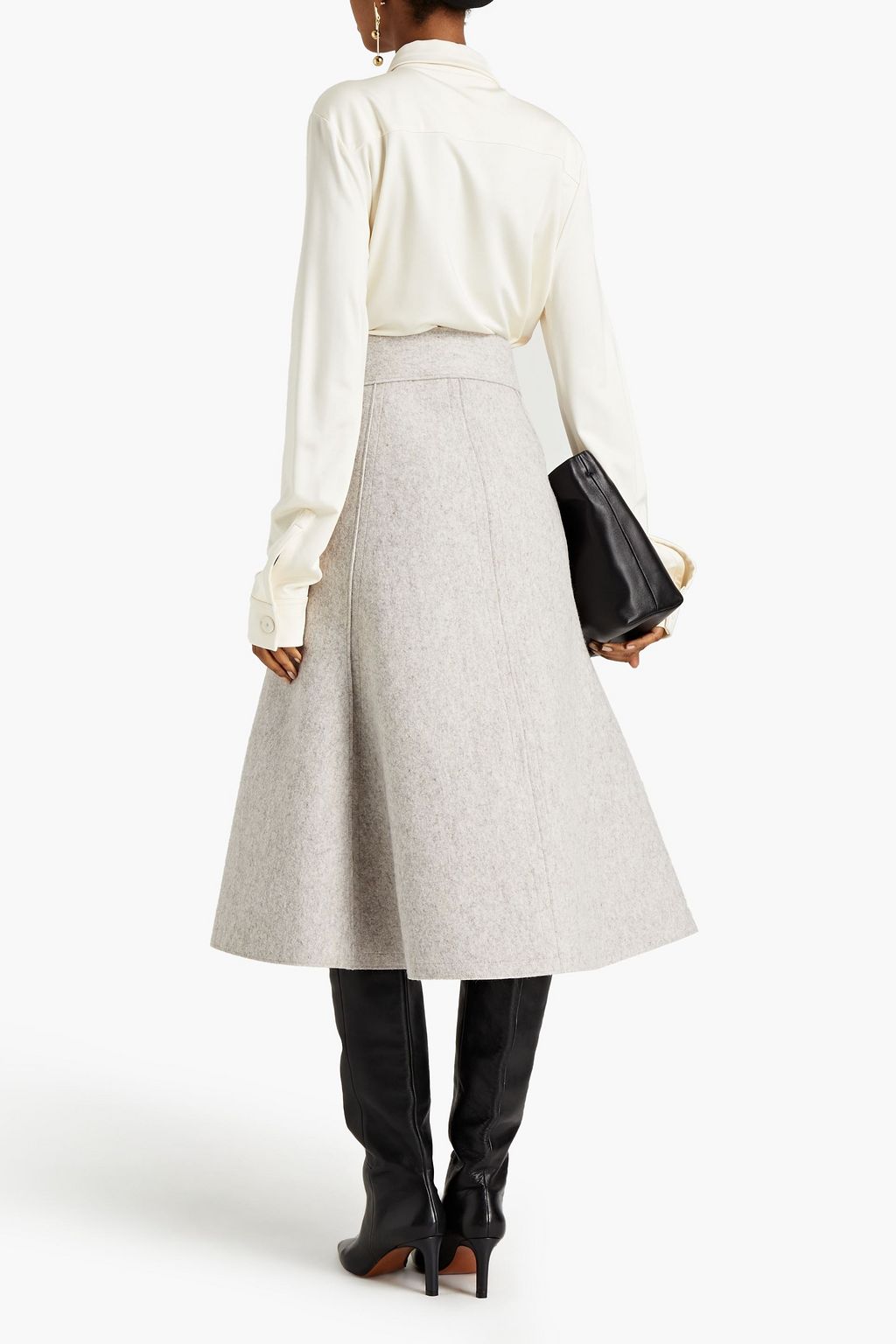 JIL SANDER Fluted mélange wool-blend skirt