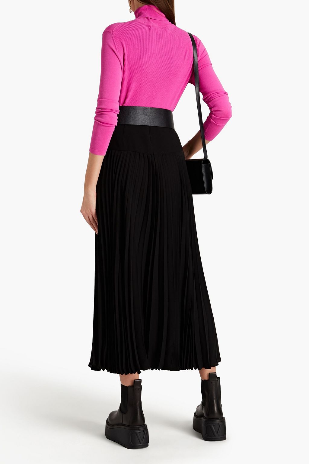 VALENTINO GARAVANI Pleated silk-crepe de chine midi skirt